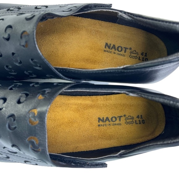 Naot Precious Lase Cut Leather Slip On Heels Black Womens Size EU 41 US 10-10.5 - Picture 8 of 15